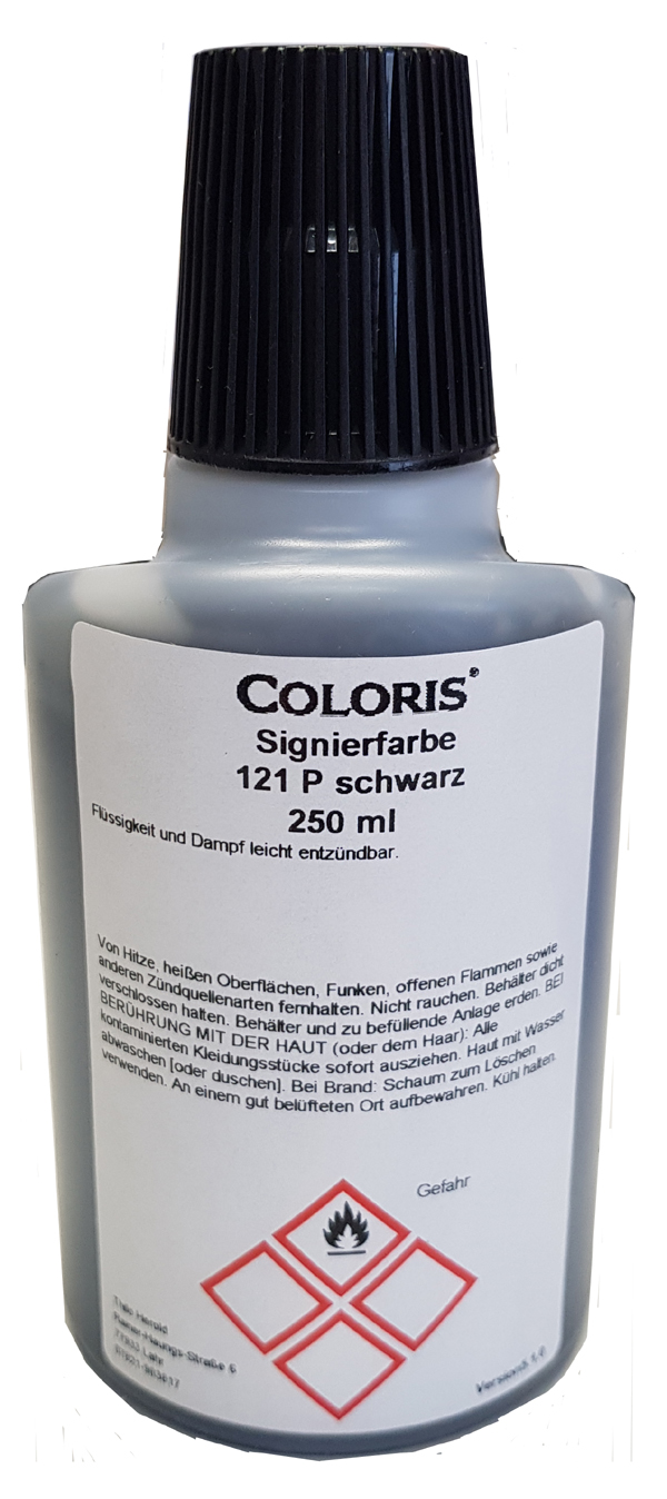 Signierstempelfarbe Coloris, 121 P, 250 ml, schwarz