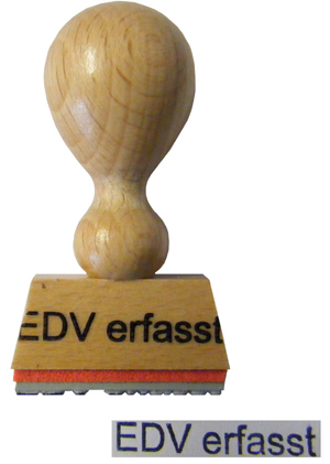Holzstempel "EDV erfasst"