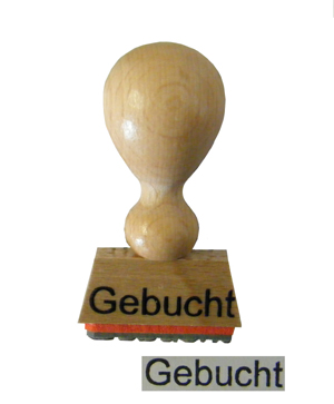 Holzstempel "Gebucht"