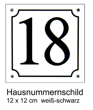 Hausnummer Kunststoff weiss, 12 x 12 cm
