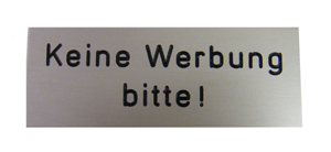 Türschild "Keine Werbung", 8 x 3 cm