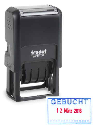 Textstempel "GEBUCHT" mit Datum